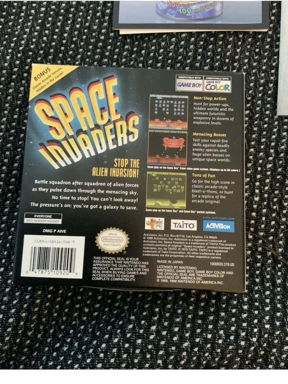 Space Invaders GameBoy Color CIB Nintendo Complete with Box & Inserts GBC Tested